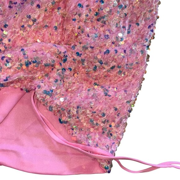 Lucy In The Sky One Shoulder 'Olivia' Dress-Pink Sequin-Size M-GUC - Picture 5 of 8